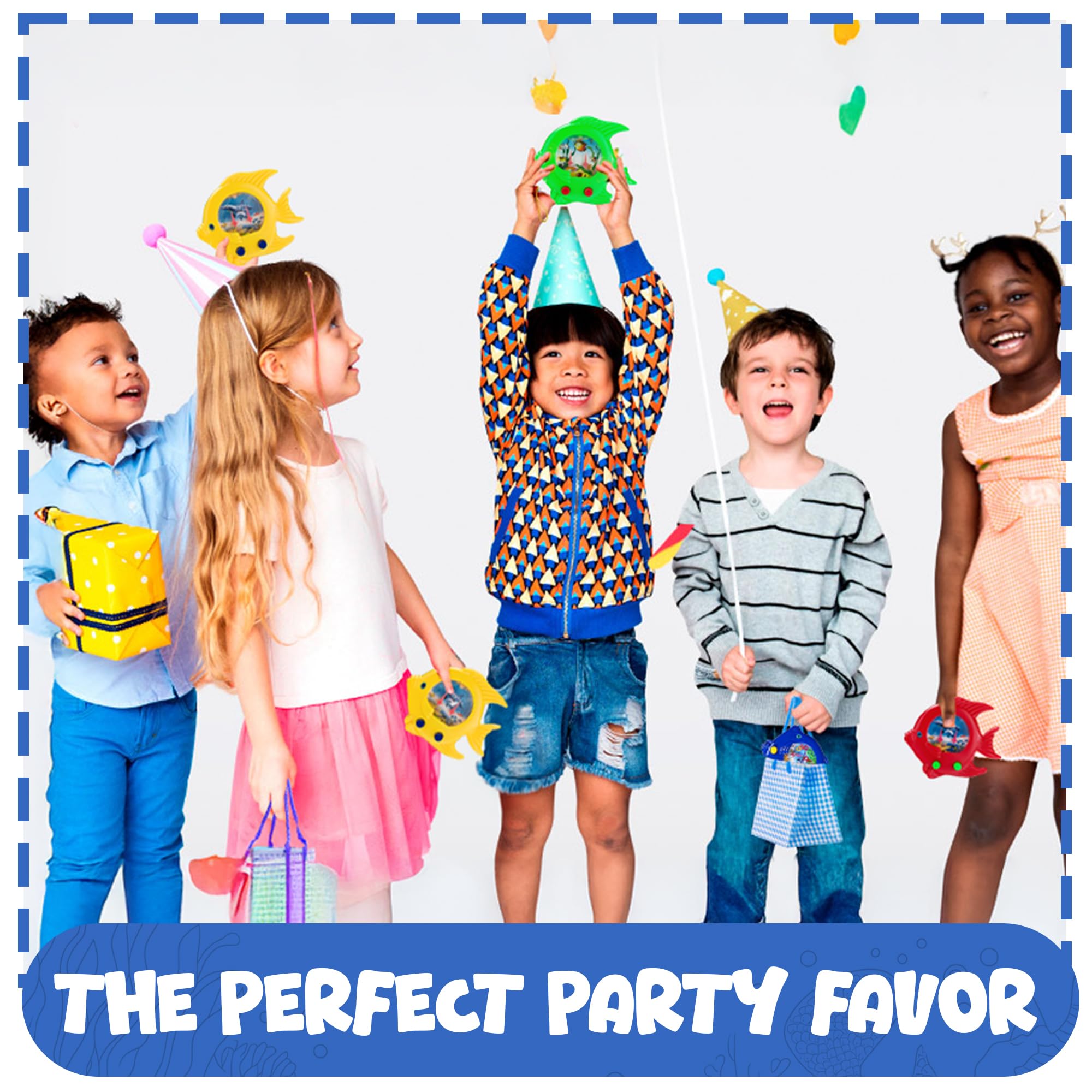 Fish Water Ring Toss Toy - (Pack of 12) Water Ring Game Handheld Fun Aqua Arcade Retro Game Pocket Travel Toys for Car Road Trip Activities for Kids Birthday Party Favors Goodie Bags Stuffers for Kids